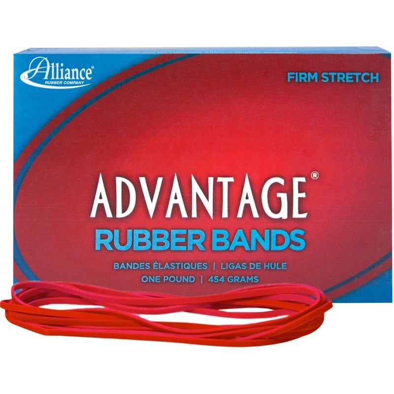 Alliance Rubber 97405 Advantage Rubber Bands Size #117B, 1 lb Box Contains Approx. 200 Bands (7" x 1/8", Red) - Image 1